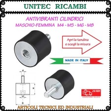 Antivibranti cilindrici in gomma filettatura maschio / femmina M4 M5 M6 M8