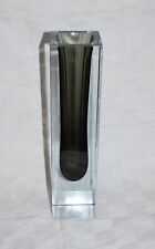 VASO QUADRATO IN VETRO DI MURANO SOMMERSO FLAVIO POLI ALTO 29,5cm. ANNI '70