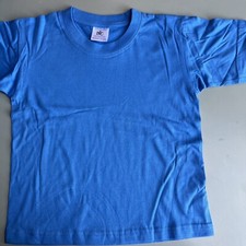 4 maglie 5/6 anni celeste manica corta cotone maglia bambini 110/116 Cm