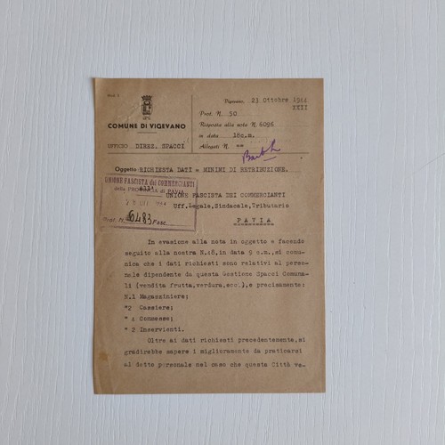 1944 comune vigevano lettera - vigevano,