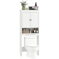 HOMCOM Mobile sopra WC con 2 Mensole Chiuse e Ripiano Aperto Bianco