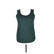 Canotta da donna top spalla larga verde scuro casual sottogiacca MAI UTILIZZATA