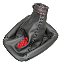 CUFFIA LEVA CAMBIO per ALFA ROMEO Giulietta in VERA PELLE NERA + ricamo rosso