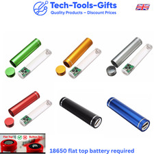 1 x custodia alimentazione tipo batteria flat top 18650 - singola porta USB - venditore UK