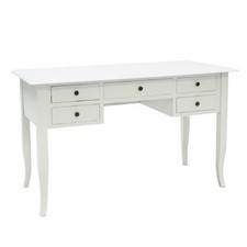 SCRIVANIA SCRITTOIO LEGNO BIANCO OPACO SHABBY CHIC 5 CASSETTI