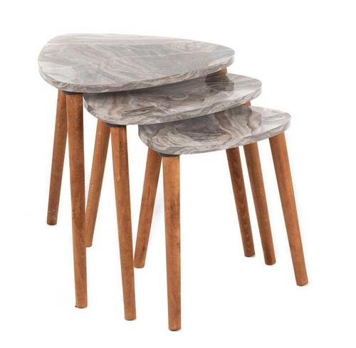 Tavolini damla 3pz legno - tavolini,