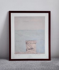 PIERO GUCCIONE - Litografia mare Sicilia, blu azzurro, 50x70, arte Italia, 1981