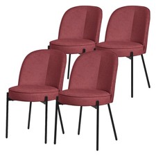 Set 4 sedie da sala pranzo rosso imbottite poltrone con schienale semi-rotondo