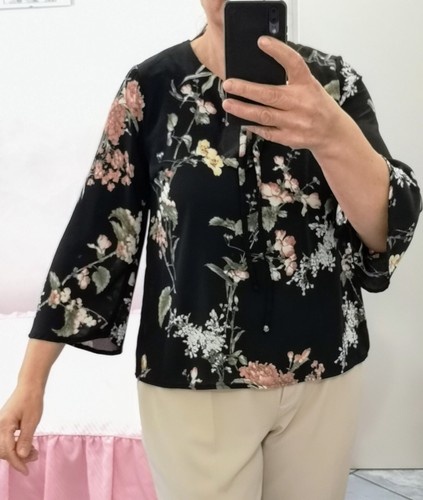 Blusa camicetta fiori manica - a,