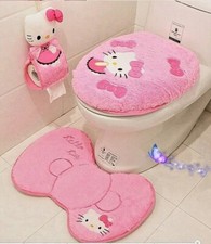 Cuscino Sedile WC Sanrio Anime Hello Kitty Set Tre Pezzi Bagno