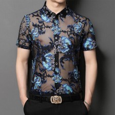 Uomo Fit Maglia Floreale