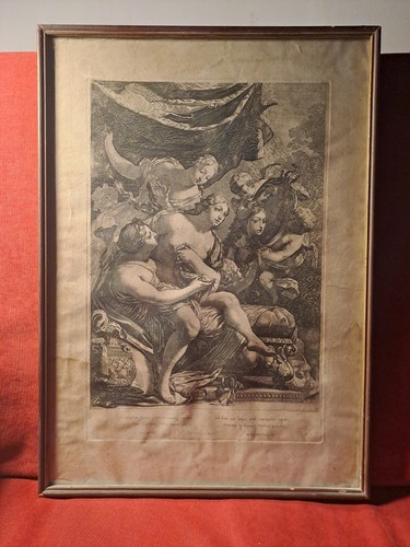 Stampa antica venere siede - antica.,