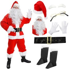 COSTUME BABBO NATALE ADULTI 10 PEZZI VESTITO BABBO NATALE XMAS UOMO VESTITO FANTASIA
