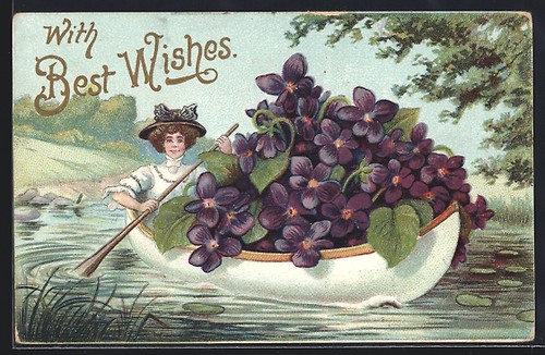 Cartolina donna barca - donna,