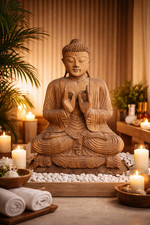 Scultura Buddha in Legno Suar