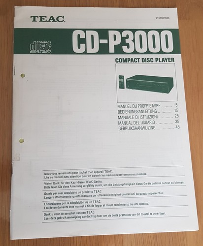 Teac p3000 istruzioni - teac, cd-p3000