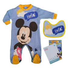 TUTINA LUNGA CON PIEDINI + BAVETTO TOPOLINO DISNEY 100% CO 0/6 MESI - MIC1728/2