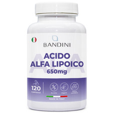 Bandini® Acido Alfa Lipoico 120 Capsule 650 mg, ALA ad Alto Dosaggio, Vegan