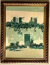 GRANDE QUADRO DIPINTO OLIO Alvaro Cattaneo SPATOLA GIARDINO BALCONE FIORITO '900