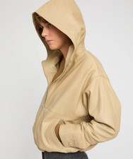 Giacca moto donna beige pelle