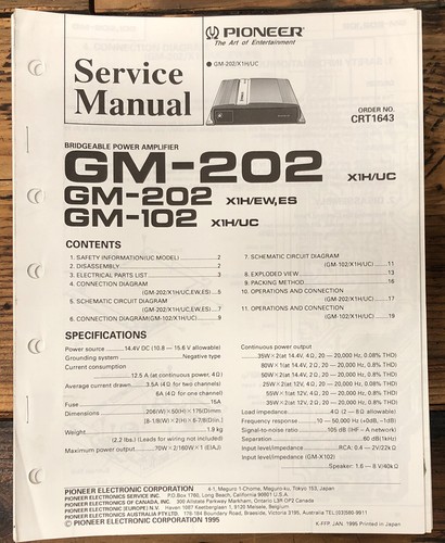 Pioneer 102 202 - gm-102, gm-202