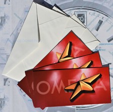 Set di 3 Rari Biglietti Auguri Omega Pieghevoli d'Epoca Nuovi e Belli con Busta