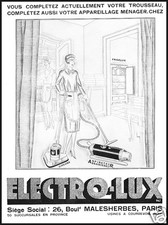 PUBBLICITA' 1930 ELECTROLUX ASPIRAPOLVERE LUCIDATRICE FRIGORIFERO CASALINGA COLF