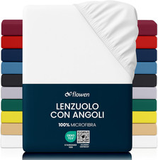 Lenzuola Matrimoniali Con Angoli 160X190 Cm Bianco in Microfibra per Letto Con M