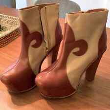US 6 ❤️STIVALETTI JEFFREY CAMPBELL TACCO ALTO PELLE PLATEAU MARRONE CHIARO