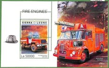 A2520 - SIERRA LEONE - ERRORE: MISPERF, blocco speciale - 2019 camion dei pompieri,...