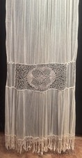 Antica Rara Tenda Tendone In Tulle E Ricamo Liberty Mano 150x280cm