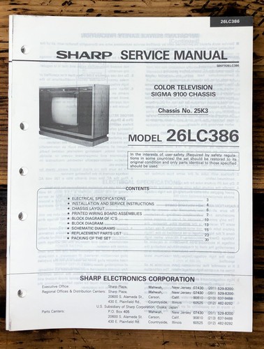 Sharp 26lc386 manuale - 26lc386, di