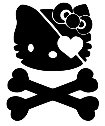 Adesivo teschio hello kitty - teschio,
