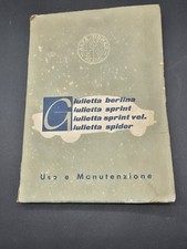 ALFA ROMEO GIULIETTA BERLINA SPRINT VELOCE SPIDER LIBRETTO USO MANUTENZIONE 1957