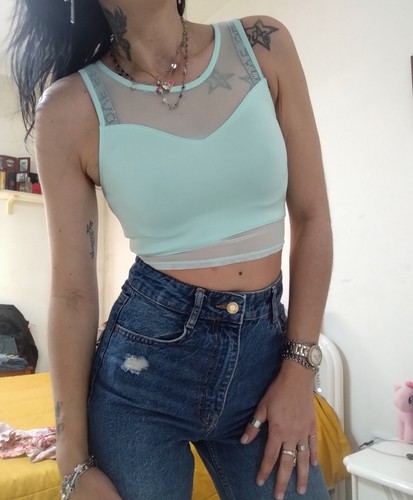 Top crop donna turchese - crop,