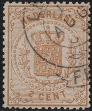 #OLA (06027) Olanda  1869  Stemma 2c. giallo bruno d.14  (N°17)