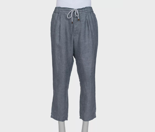 Pantalone lino grigio brunello - pantalone,