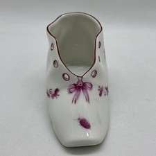 RARO! Scarpa bambino Herend dipinta a mano lampone chiese bouquet e insetti davanti