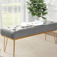 Panchina in Tessuto Chester 114x37 H45 cm Ingresso Camera da Letto Soggiorno Gri