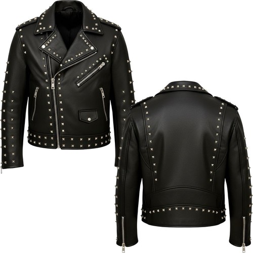 Giacca moto pelle uomo nera - moto,