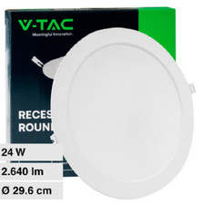 V-Tac VT-61024 Pannello LED Rotondo Faretto Slim 24W SMD da Incasso con Driver