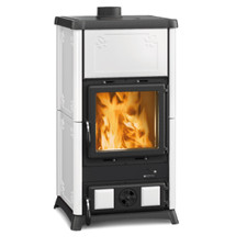 La Nordica Extraflame stufa a legna in maiolica Fedora bianca 9,6 kW per 238 m³