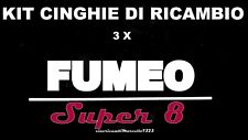 ★KIT CINGHIE DI RICAMBIO 3 x PROIETTORE FUMEO SUPER 8★