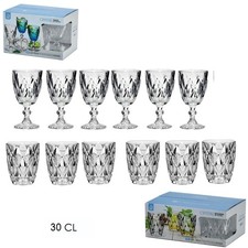 Set di 12 Pezzi - Calici Vino e Bicchieri Acqua Lavorati Trasparenti da 30 cl