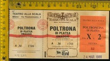 Biglietto Poltrona Teatro alla Scala 1988 mq 586