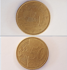 Moneta 50 centesimi rara Cipro Cypro kypros kibris 2008 nave di Kyrenia conio 