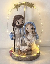 Presepe, Natività uncinetto, sacra famiglia,decorazione casa, Natale, luci a led