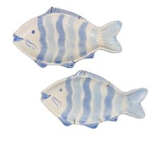 Set di ceramiche vintage Bassano ABC? Made In Italy. Dipinto a mano. Decorazione da parete pesce