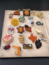 Lotto 21 Spille Pin USA Vintage anni '50-'80 Biker Militare Cinema Sport Turismo