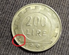 Moneta 200 Lire del 1995 con